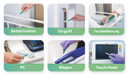 ATP Testorte – Bettschienen, Türgriff, Fernbedienung, PC, Wagen, Touch Panel