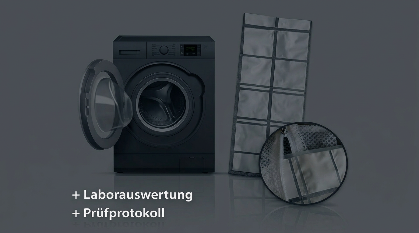 Bioindikatoren – Waschmaschine mit Prüftextil und Laborauswertung
