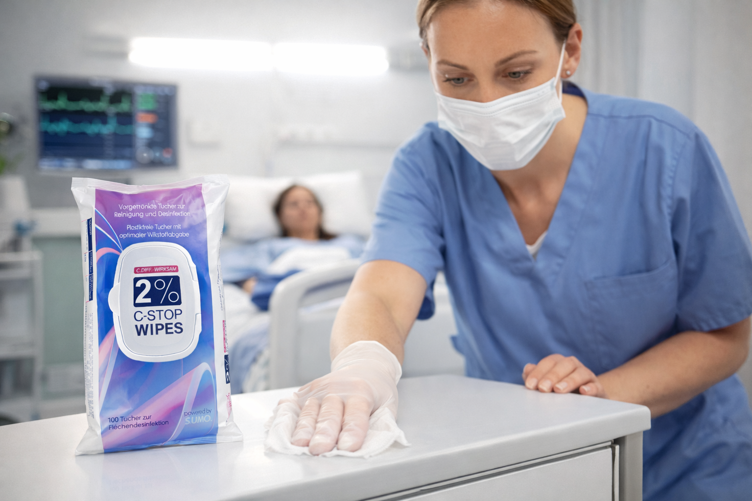 C-STOP WIPES Anwendung im Krankenhaus