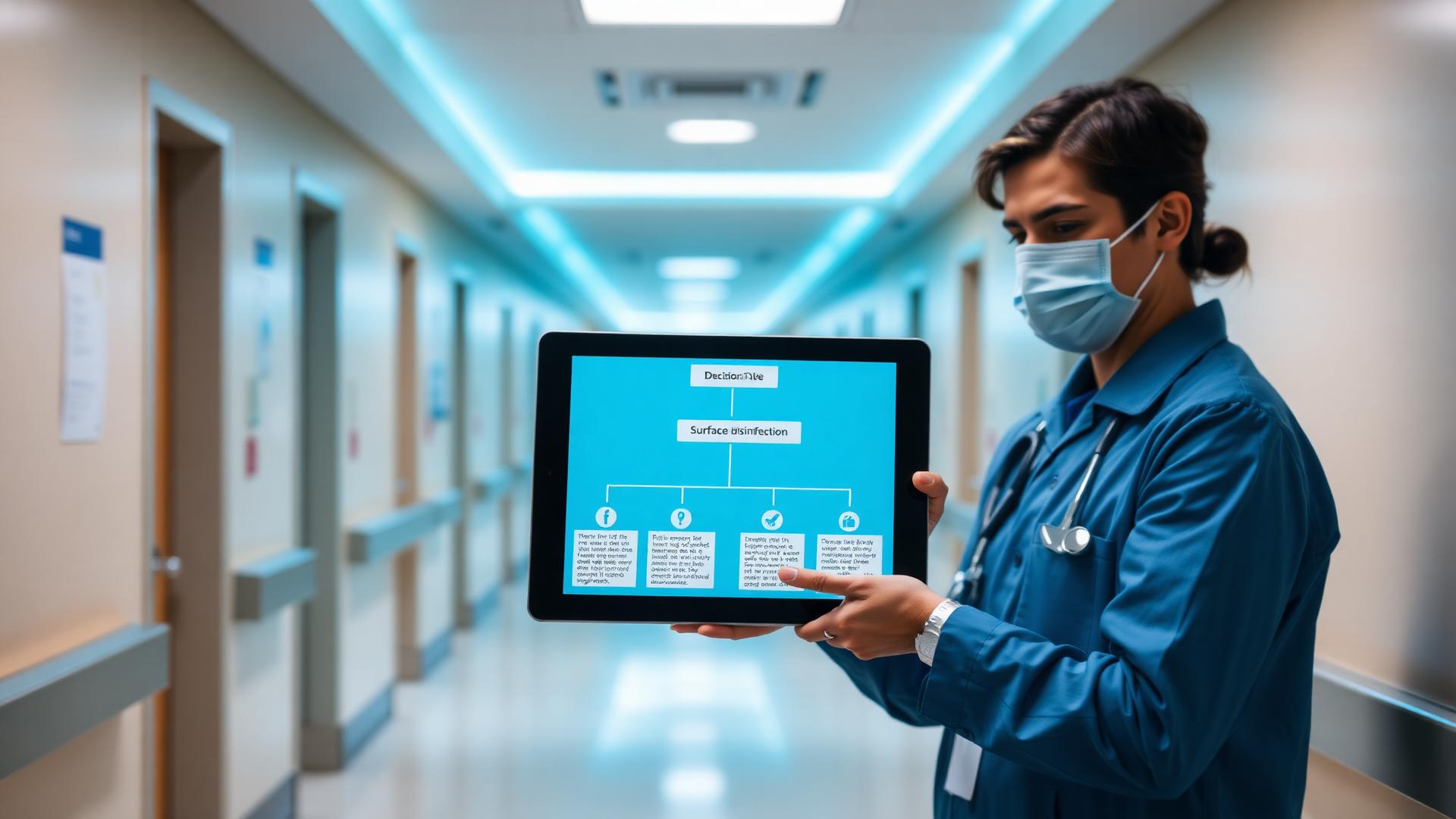 KRINKO Hygiene Entscheidungs-App auf Tablet im Krankenhaus