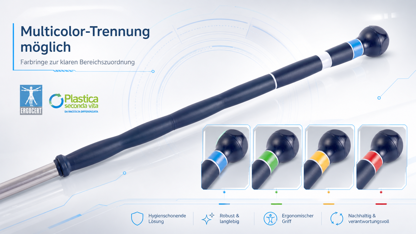 Vileda Professional r-Teleskopstiel mit ergonomischem Komfortgriff und Mittelgriff